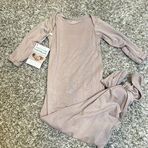 Three Little Tots Modal Mauve Grey Newborn Knotted Gown Baby Gift NWT Minimal